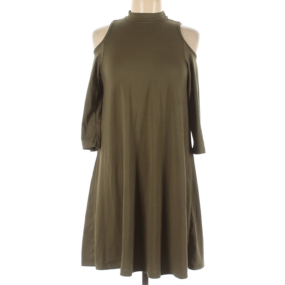 Hot Kiss Olive Cold Shoulder Dress